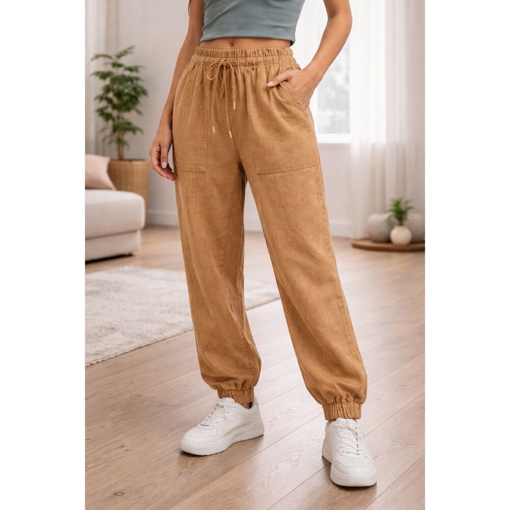 VICI Women’s Jogger Pants Size Small Brown Drawstring Elastic Waist Cotton